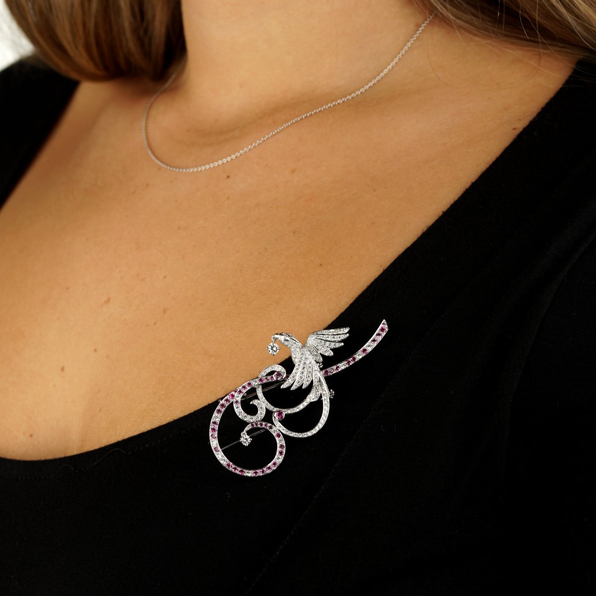 Van Cleef Arpels Birds of Paradise 18k Diamond Brooch Pendant