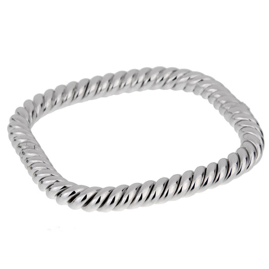 Van Cleef Arpels Braided 18k White Gold Bangle Bracelet