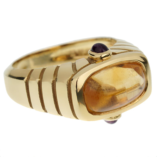 Van Cleef & Arpels Citrine Amethyst Yellow Gold Cocktail Ring