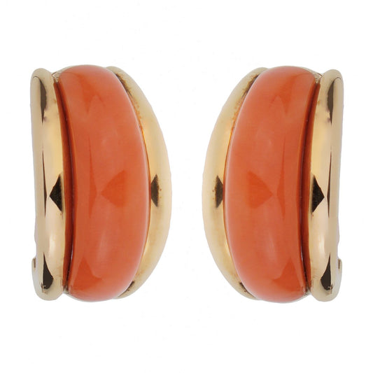 Van Cleef & Arpels Coral 18k Yellow Gold Hoop Earrings