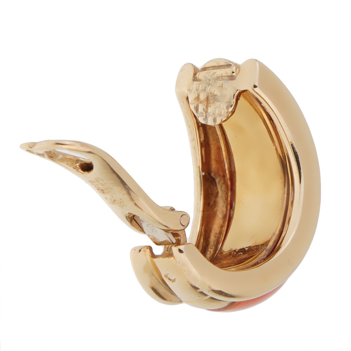 Van Cleef & Arpels Coral 18k Yellow Gold Hoop Earrings