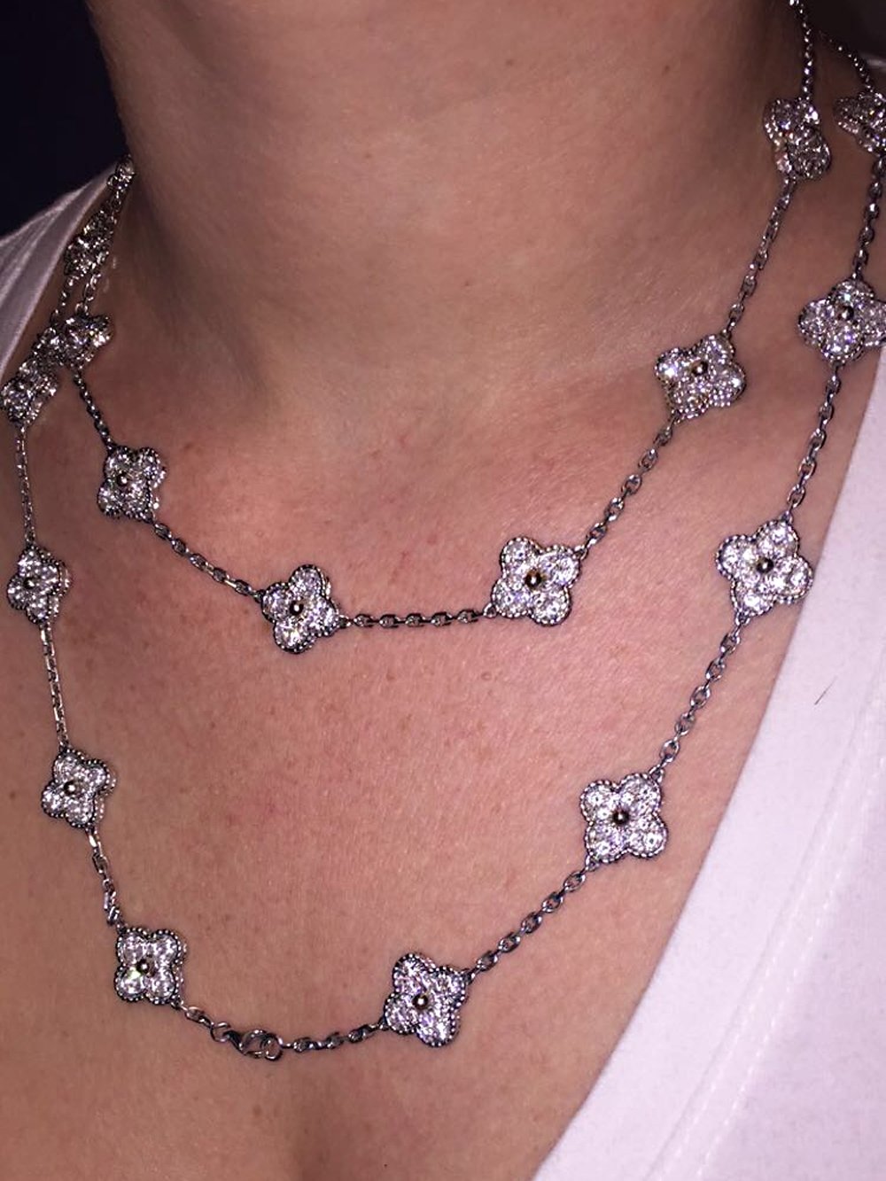 Van Cleef & Arpels Diamond Alhambra Necklace and Bracelet