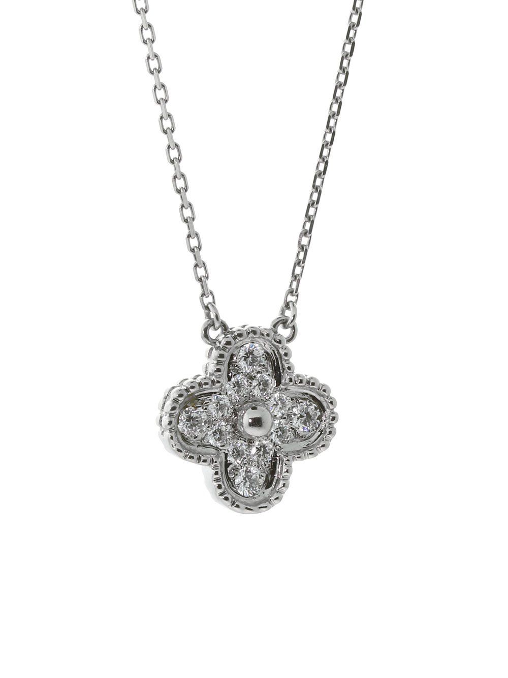 Van Cleef & Arpels Diamond Alhambra Necklace White Gold