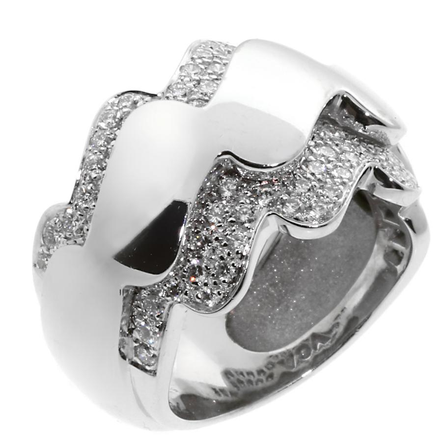 Van Cleef & Arpels Diamond White Gold Wave Ring
