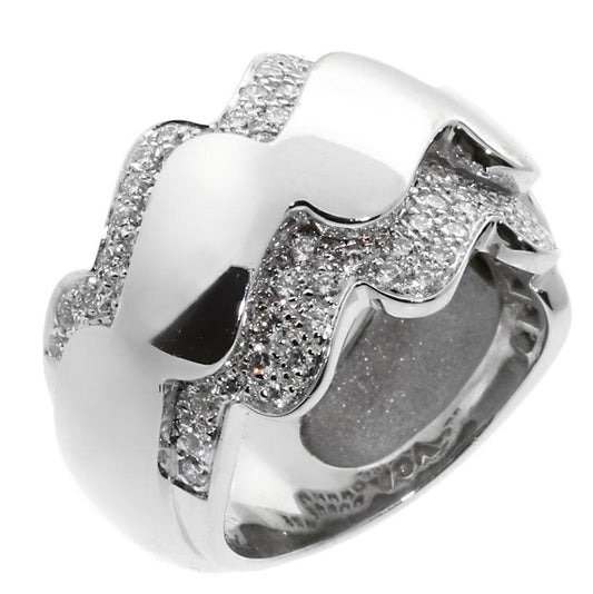 Van Cleef & Arpels Diamond White Gold Wave Ring