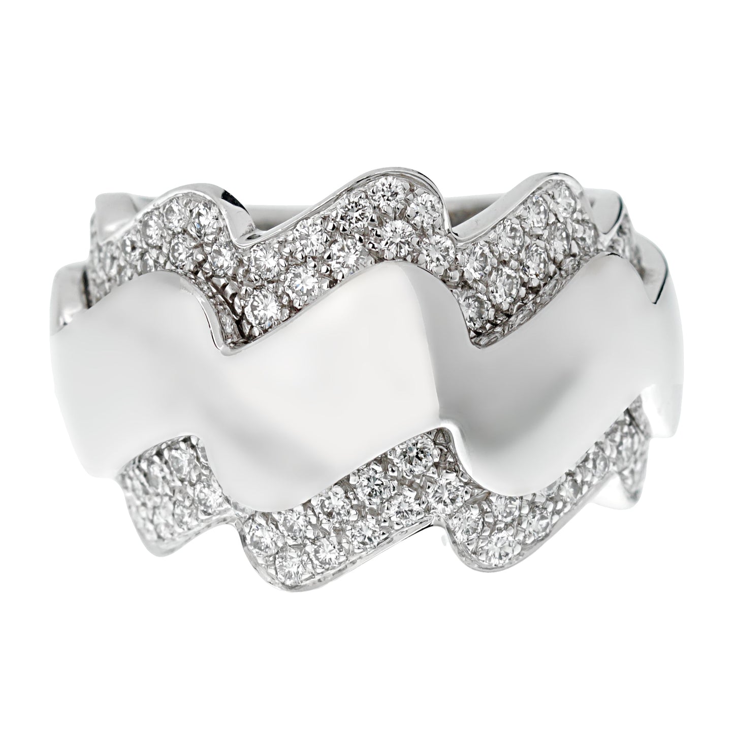 Van Cleef & Arpels Diamond White Gold Wave Ring