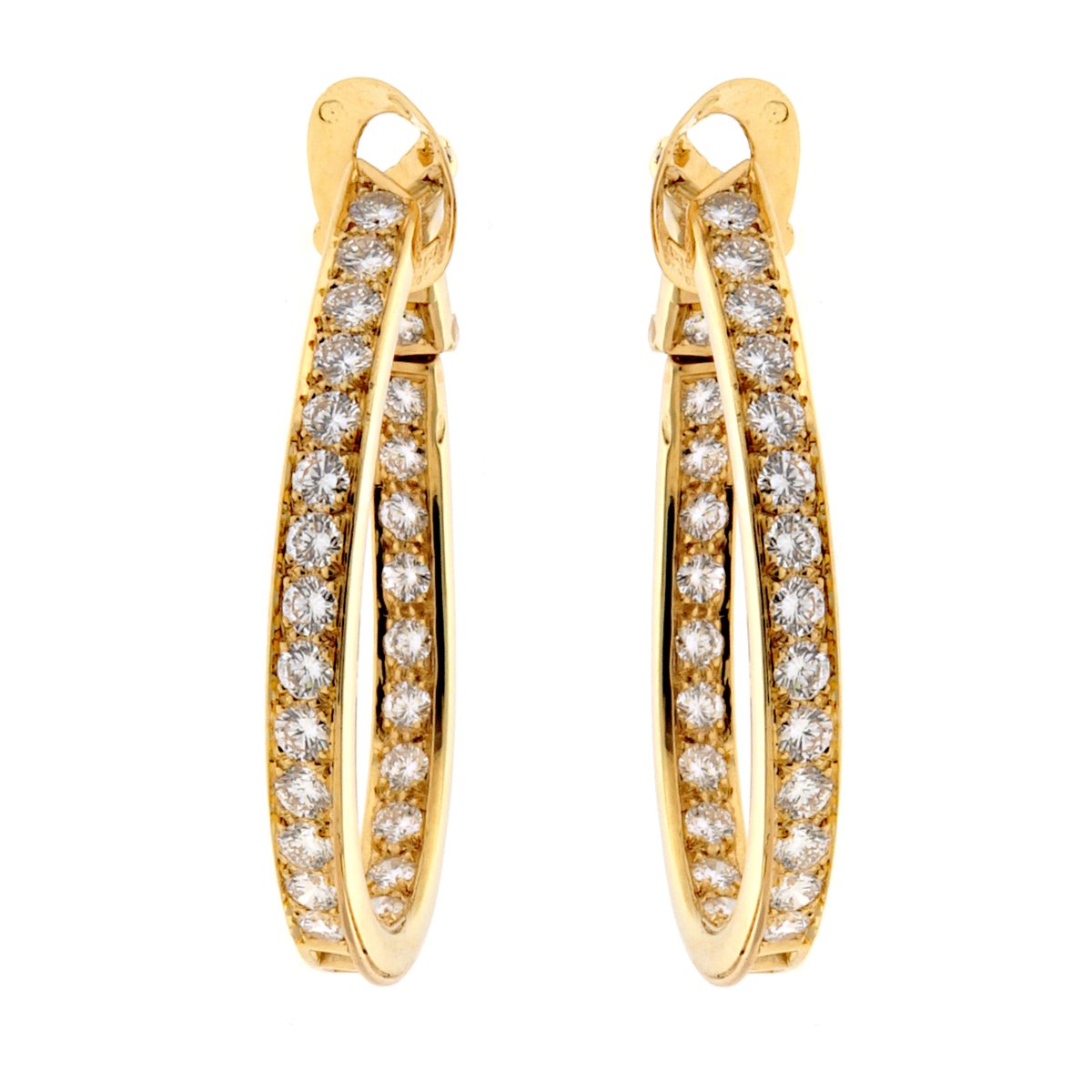 Van Cleef Arpels Diamond Hoop 18k Yellow Gold Earrings