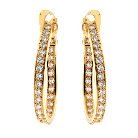 Van Cleef Arpels Diamond Hoop 18k Yellow Gold Earrings