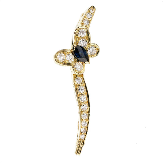 Van Cleef Arpels Diamond Sapphire Butterfly Brooch Necklace