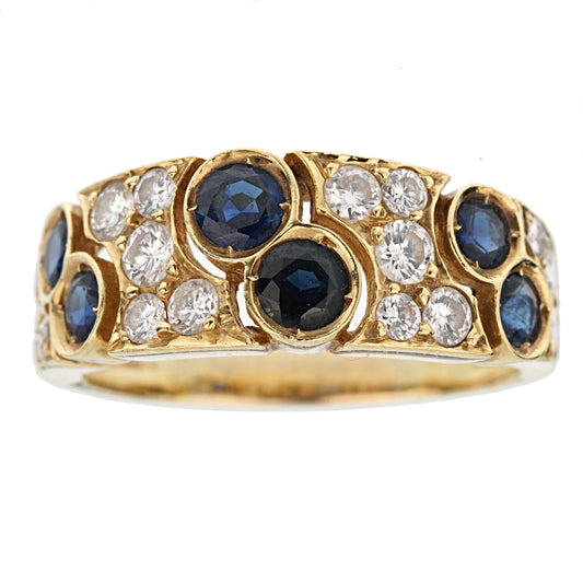 Van Cleef & Arpels Diamond Sapphire 18k Yellow Gold Band Ring