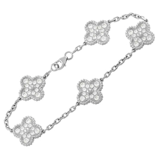 Van Cleef & Arpels Diamond White Gold Vintage Alhambra Bracelet