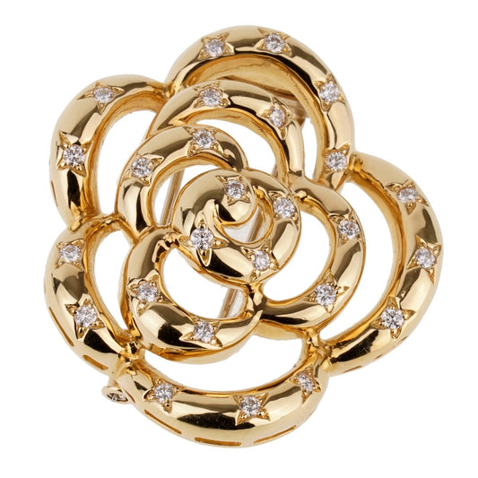 Van Cleef Arpels Flower Diamond Gold Brooch