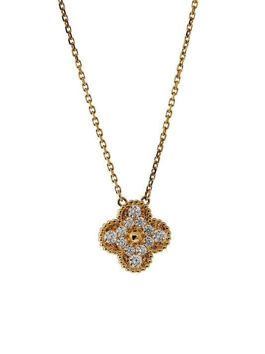 Van Cleef & Arpels Gold Diamond Vintage Alhambra Necklace