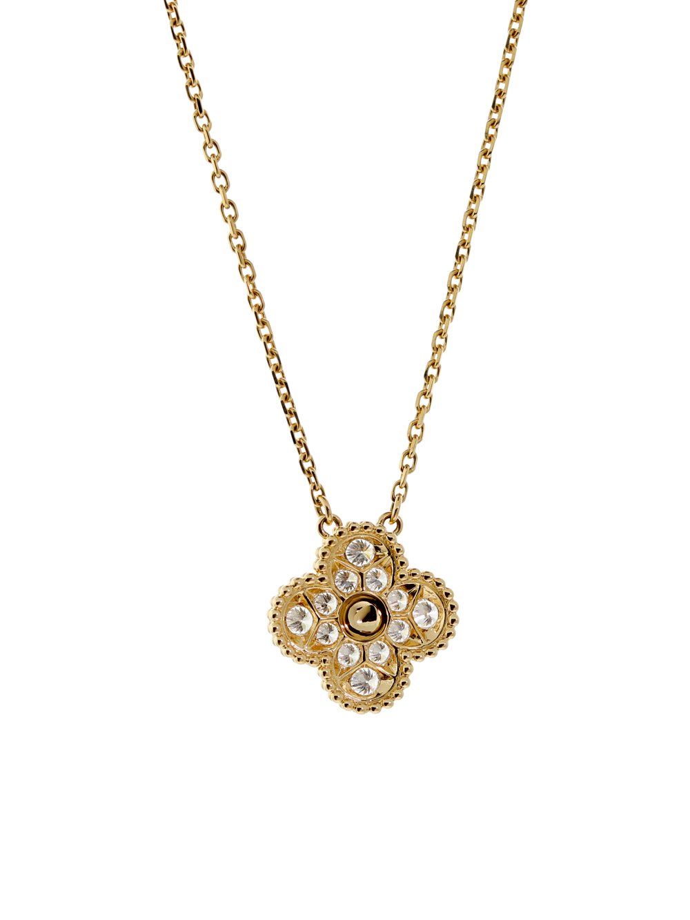 Van Cleef & Arpels Gold Diamond Vintage Alhambra Necklace