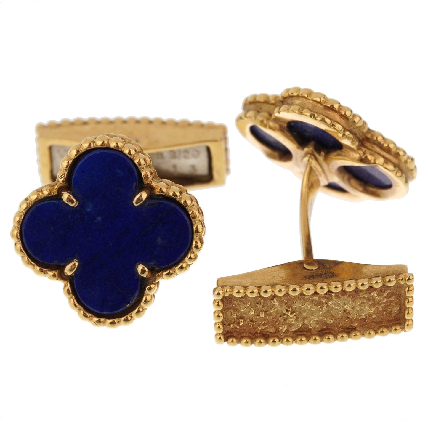 Van Cleef Arpels Lapis Alhambra Yellow Gold Cufflinks