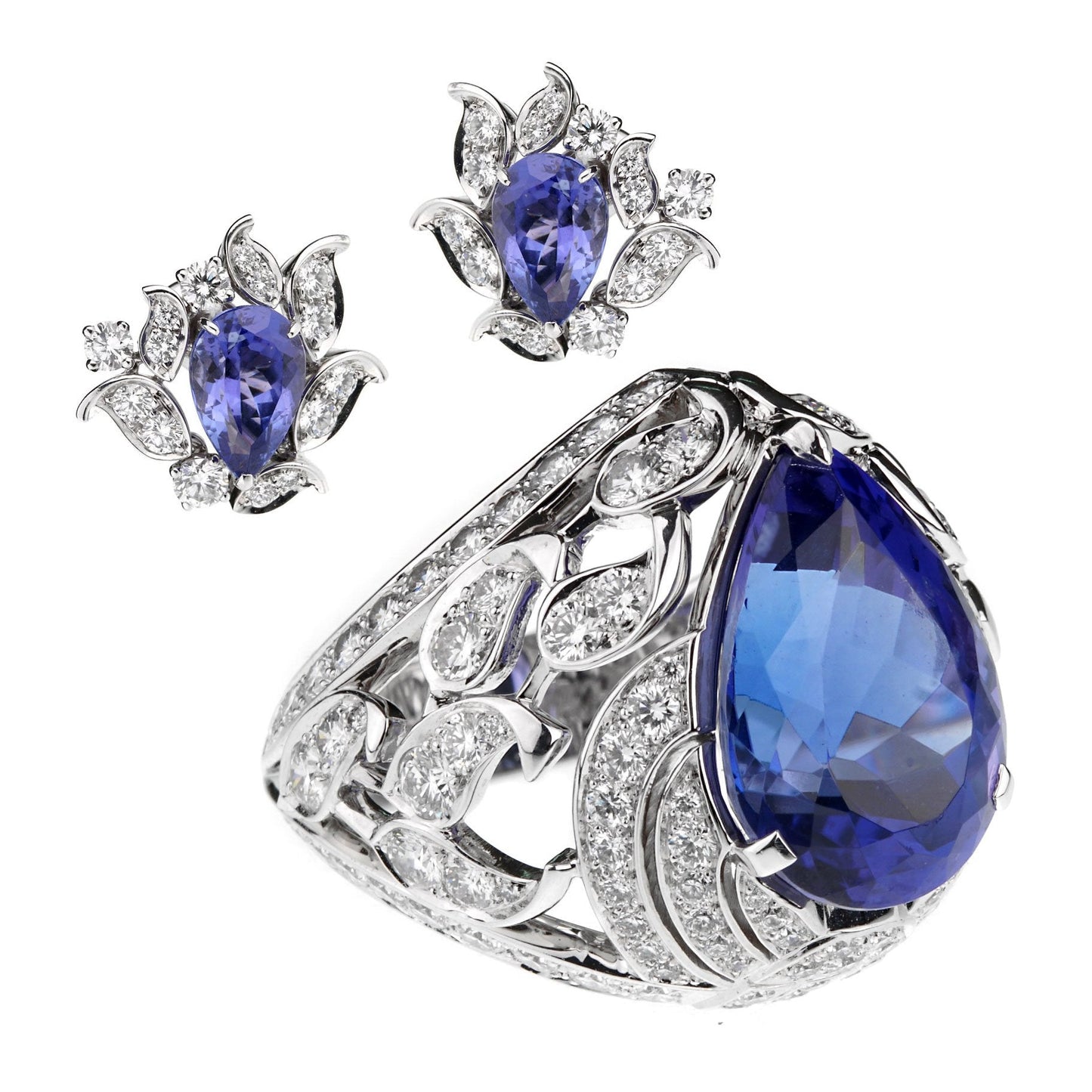 Van Cleef & Arpels Les Jardins 18k White Gold Tanzanite & Diamond Suite