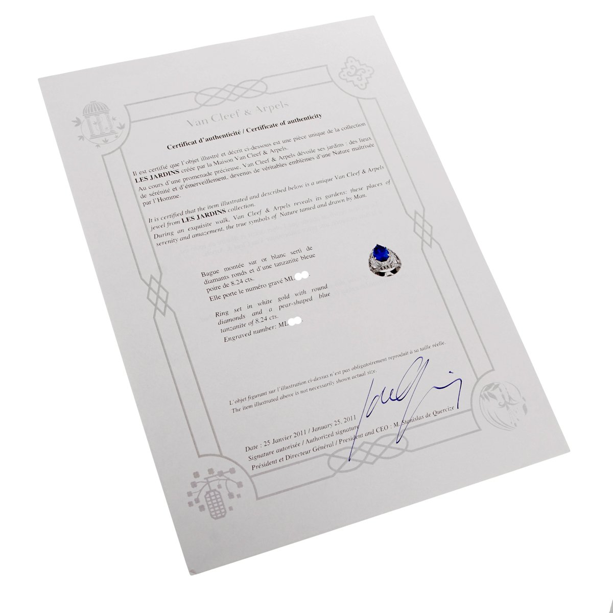 Van Cleef & Arpels Les Jardins 18k White Gold Tanzanite & Diamond Suite