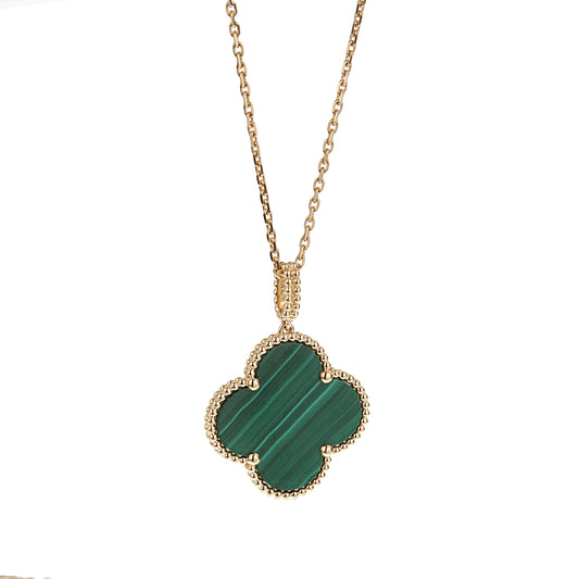 Van Cleef & Arpels Magic Alhambra Malachite 18k Yellow Gold Necklace