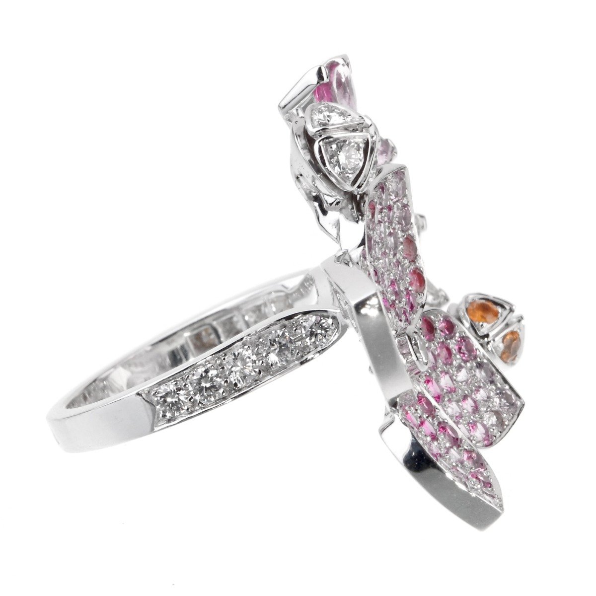 Van Cleef Arpels Melia Pink Sapphire Diamond Floral Motif Ring