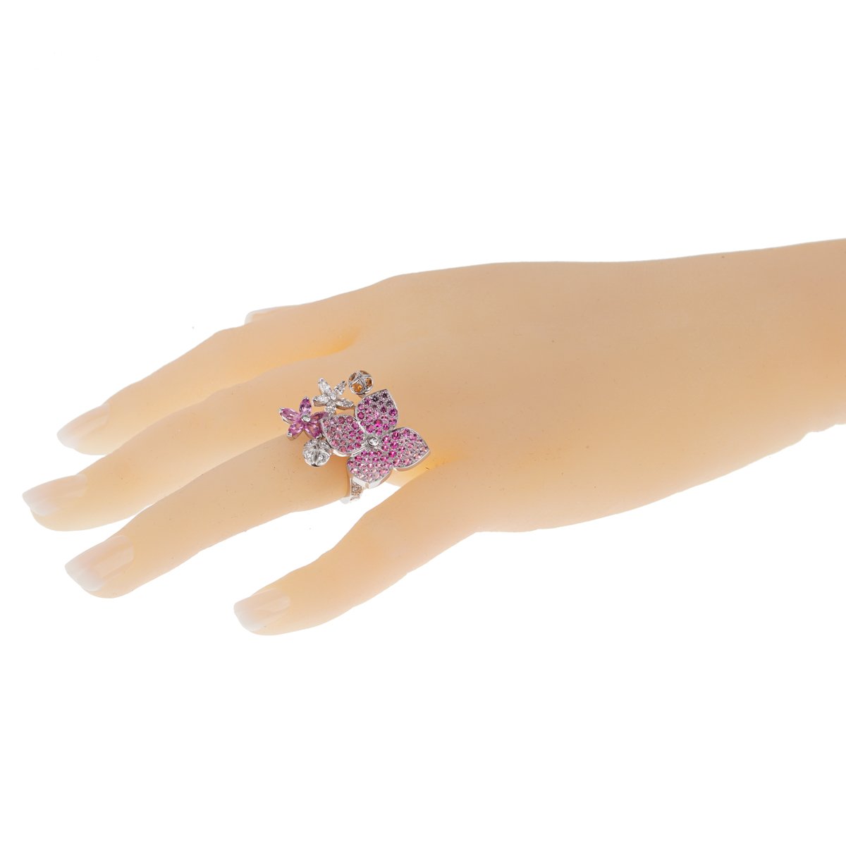 Van Cleef Arpels Melia Pink Sapphire Diamond Floral Motif Ring