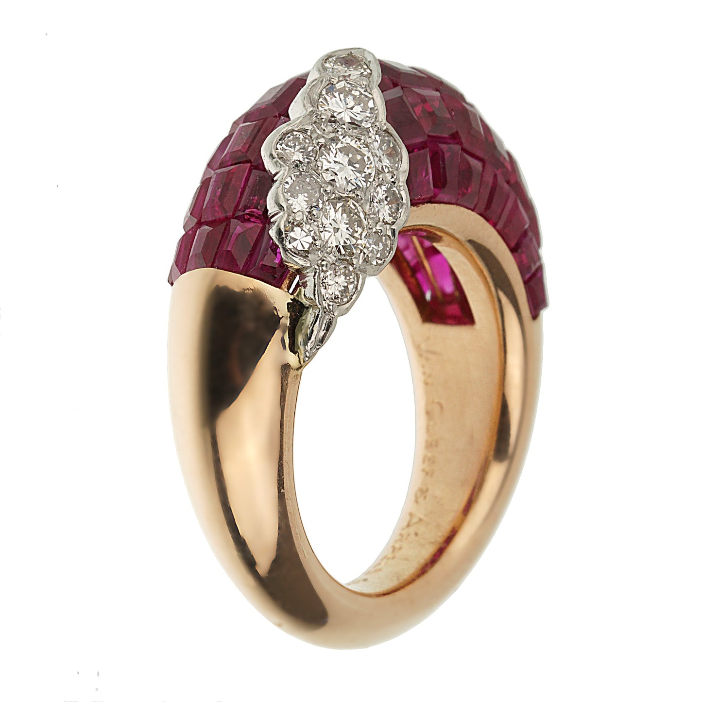 Van Cleef & Arpels Mystery Ruby Diamond French Cocktail Ring Sz 4