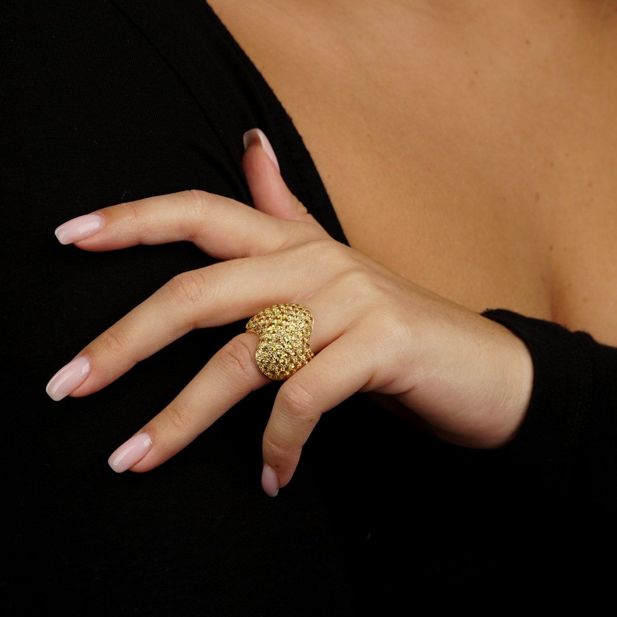 Van Cleef & Arpels Pave Golden Sapphire Gold Ring