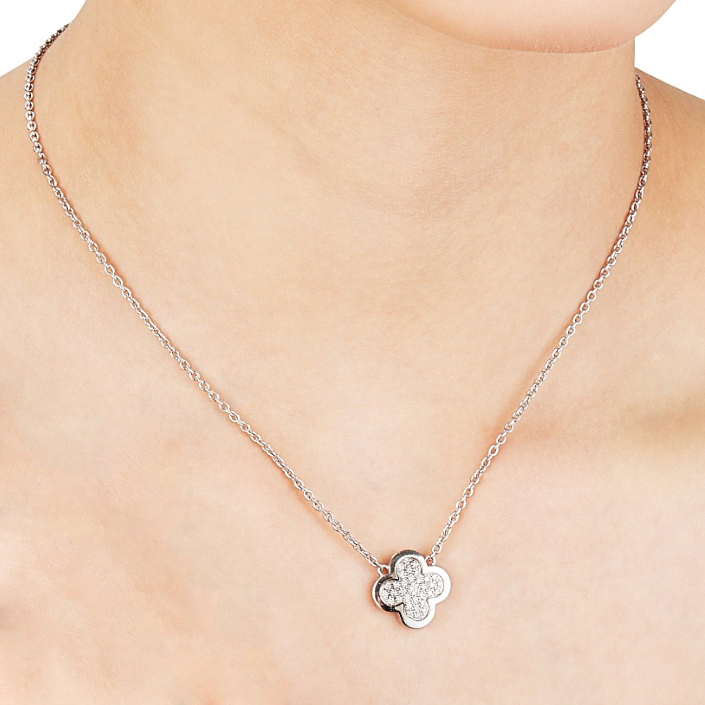 Van Cleef & Arpels Pure Alhambra Diamond White Gold Pendant Necklace