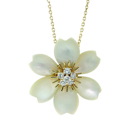 Van Cleef Arpels Rose de Noel Gold Diamond Necklace