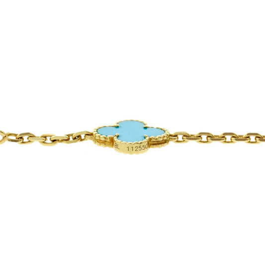 Van Cleef Arpels Turquoise Alhambra Gold Necklace
