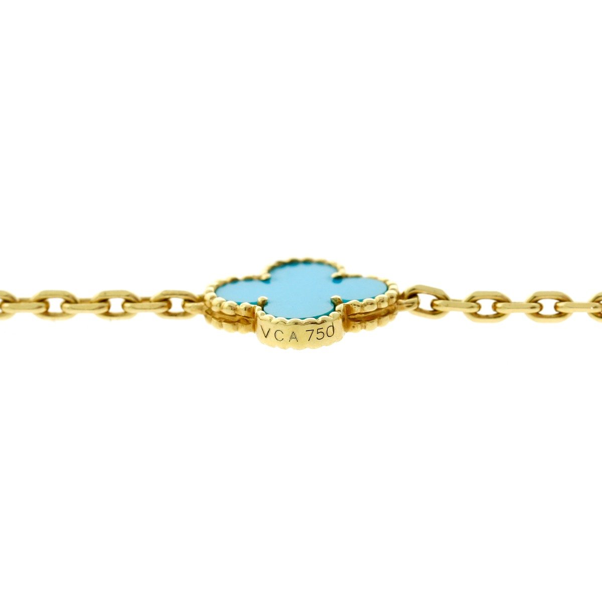 Van Cleef Arpels Turquoise Alhambra Gold Necklace