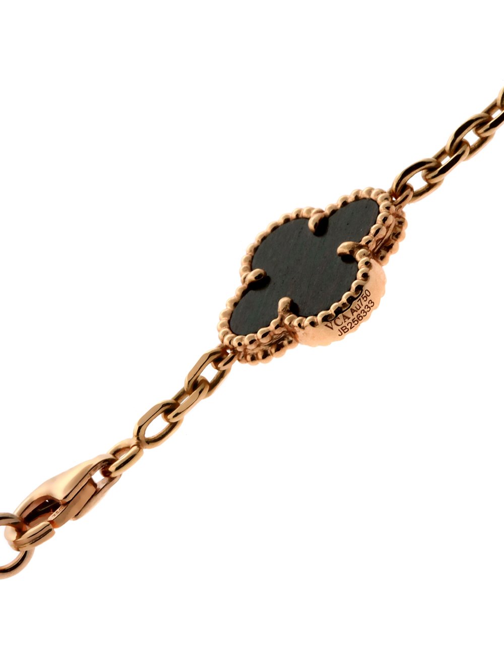 Van Cleef Arpels Vintage Alhambra Bois D'amourette Rose Gold Necklace