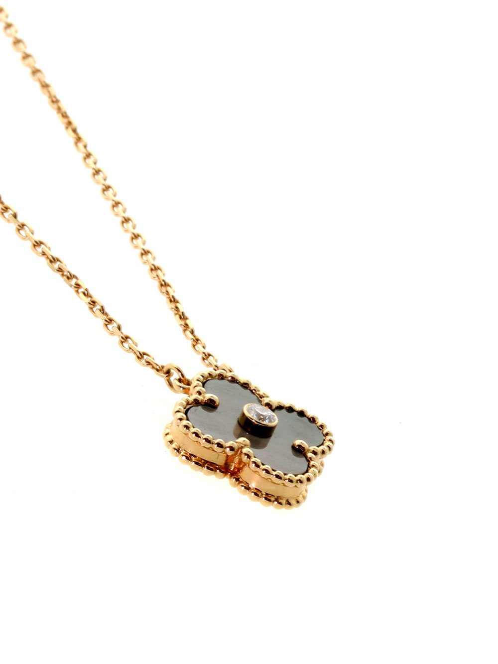 Van Cleef & Arpels Vintage Diamond Alhambra Necklace Rose Gold