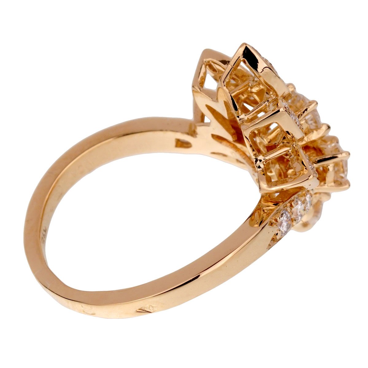 Van Cleef & Arpels Vintage Diamond Cocktail 18k Yellow Gold Ring Sz 5 1/2