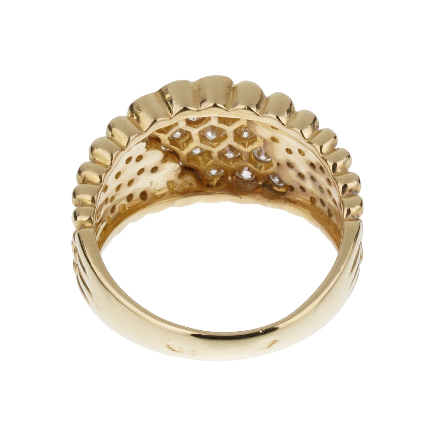 Van Cleef & Arpels Vintage Diamond Perlee 18k Yellow Gold Cocktail Ring Sz 6