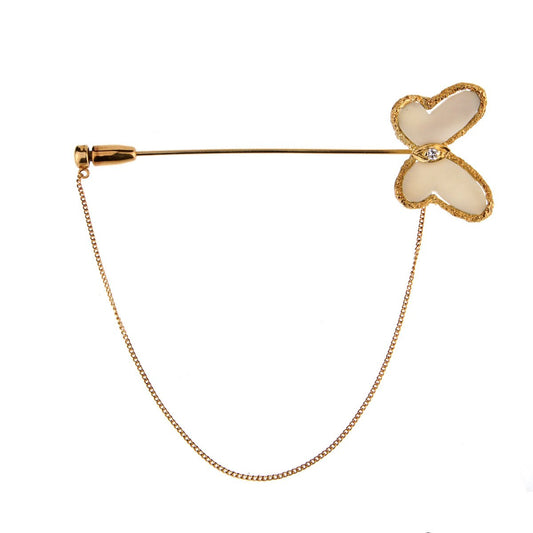 Van Cleef Arpels White Coral Diamond 18k Yellow Gold Butterfly Brooch