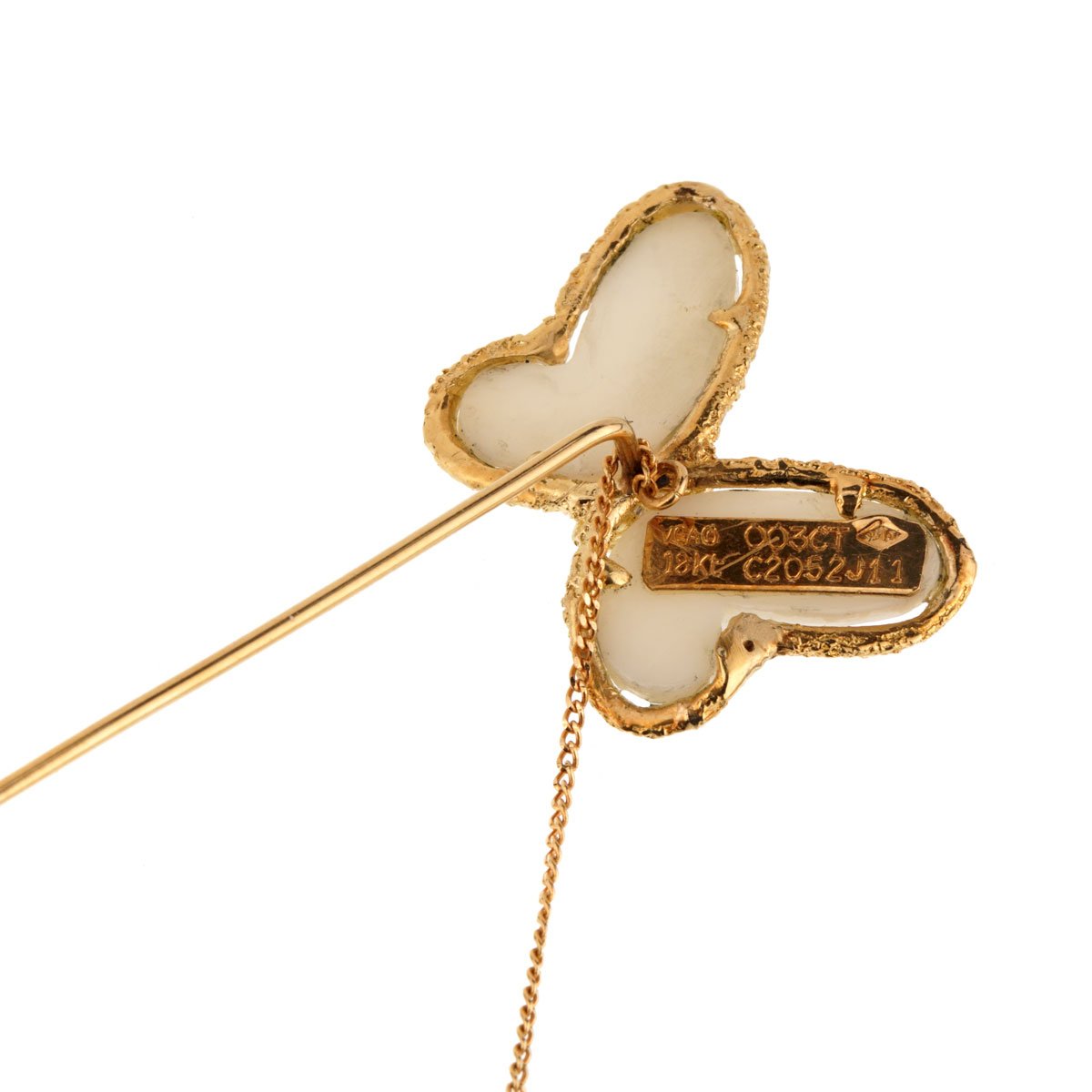 Van Cleef Arpels White Coral Diamond 18k Yellow Gold Butterfly Brooch