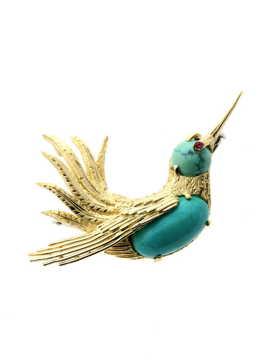 Vintage Cartier Gold Hummingbird Brooch