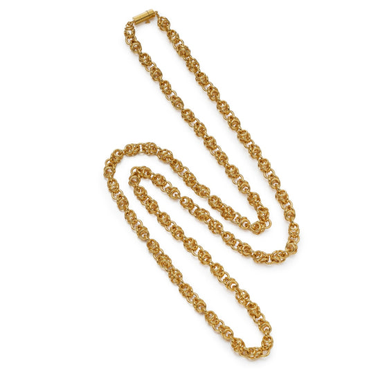 Vintage Estate 18k Yellow Gold Sautoir Long Chain Necklace