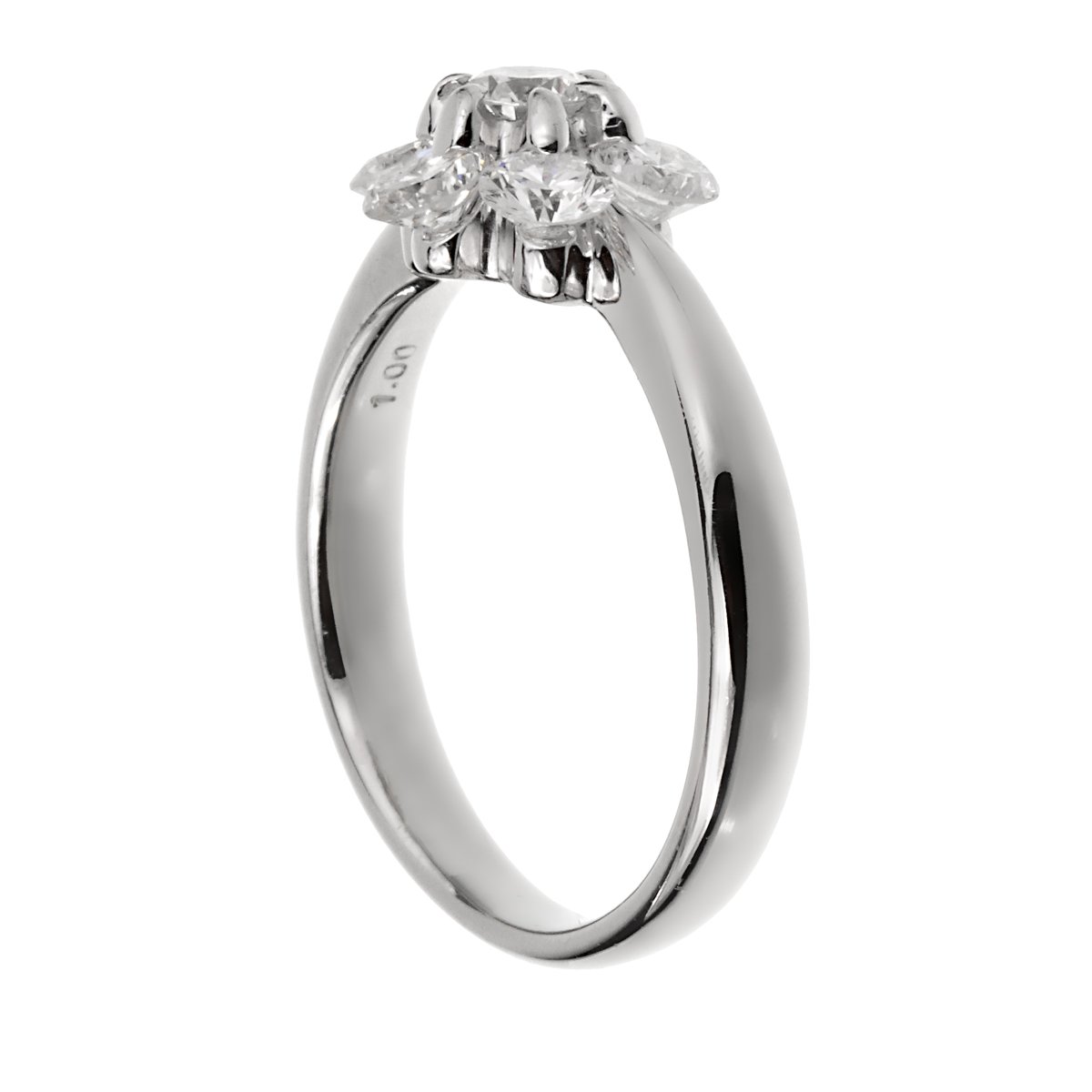 Vintage Flower Platinum Diamond Ring Sz 5 1/2
