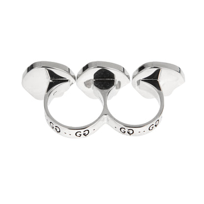Gucci Skull 3 Motif 2 Finger Sterling Silver Ring "Medium"