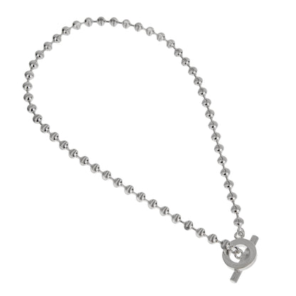 Gucci Sterling Silver Beaded Diamond Cut Boule Necklace Size M - 15"