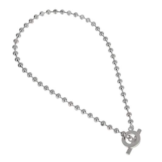 Gucci Sterling Silver Beaded Diamond Cut Boule Necklace Size M - 15"