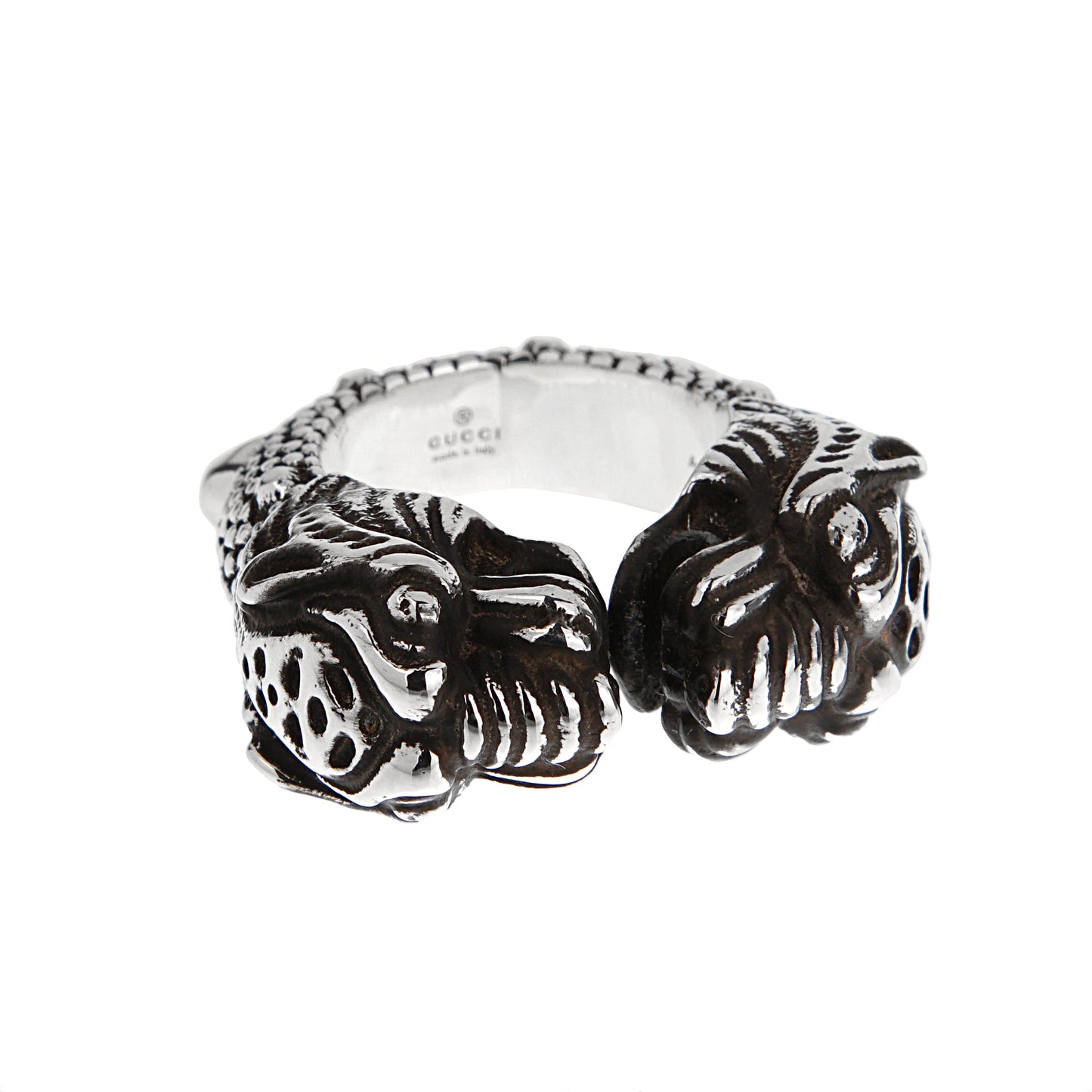 Gucci Double Tiger Sterling Silver Ring Sz 10 1/4