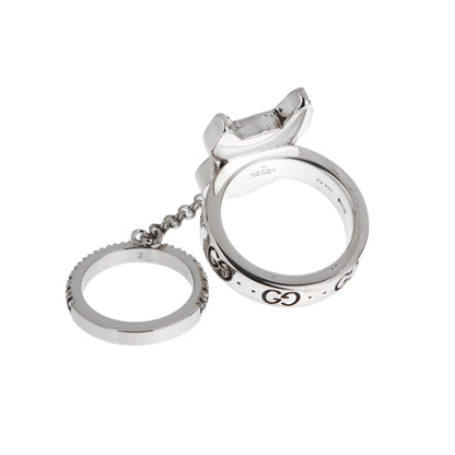 Gucci Bosco & Orso Sterling Silver Enamel Ring Sz 5