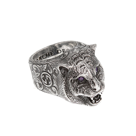 Gucci Garden Purple Zircon Sterling Silver Ring Size 6 1/2