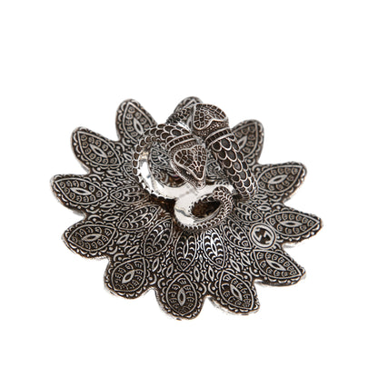 Gucci Sterling Silver and Enamel Daisy Ring with Snake Detail Sz 5 1/2