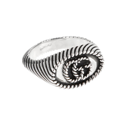 Gucci Interlocking G Rope Motif Sterling Silver Ring Sz 2 1/2