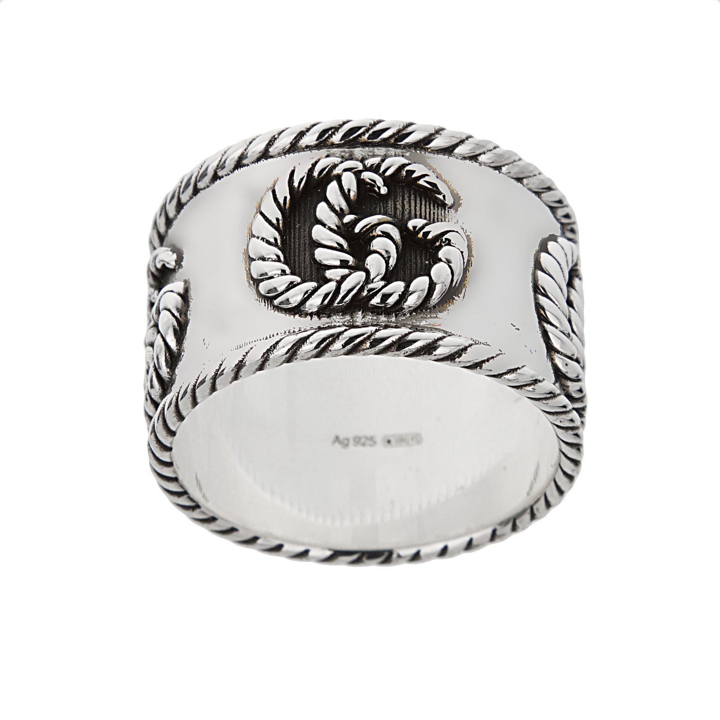 Gucci Marmont Braided Sterling Silver Band Ring Size 9 1/2