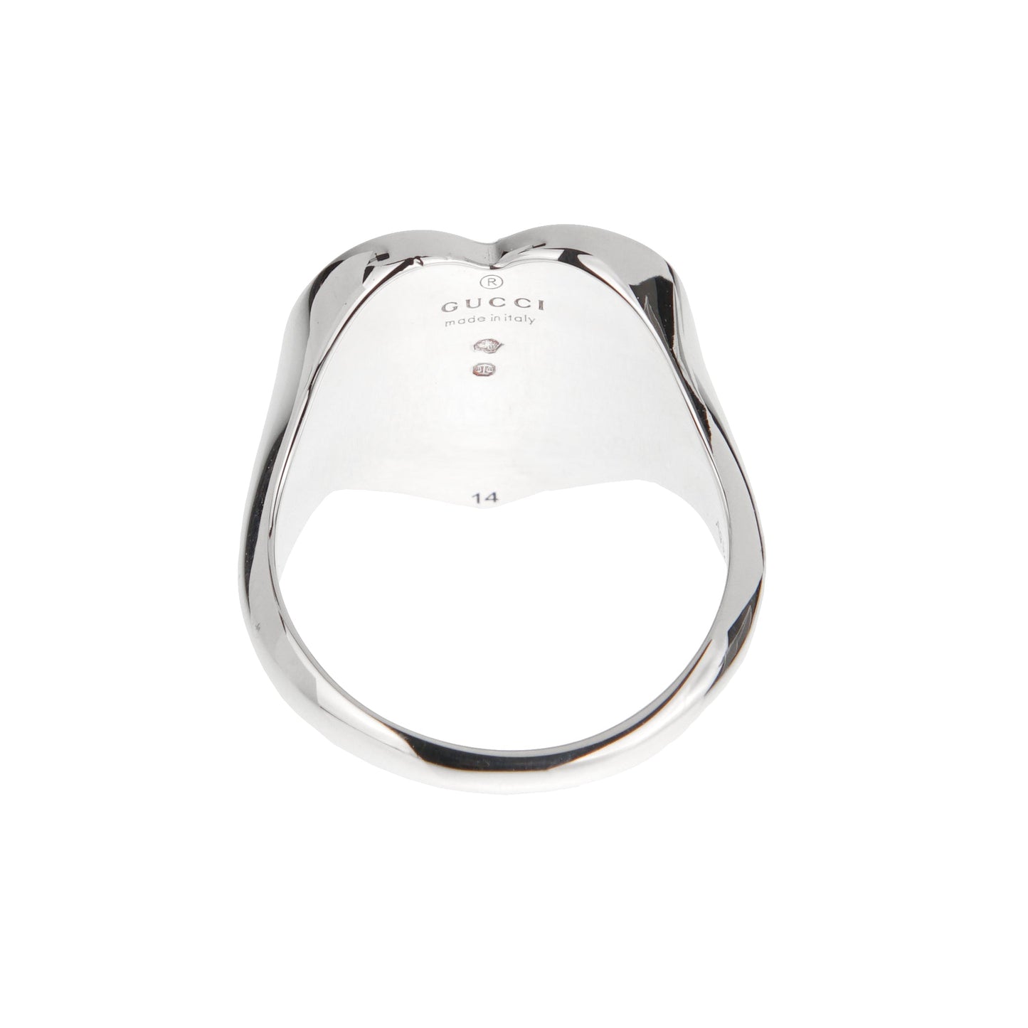 Gucci Red Enamel Heart Sterling Silver Ring Size 6 1/2