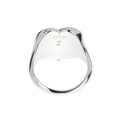 Gucci Red Enamel Heart Sterling Silver Ring Size 6 1/2